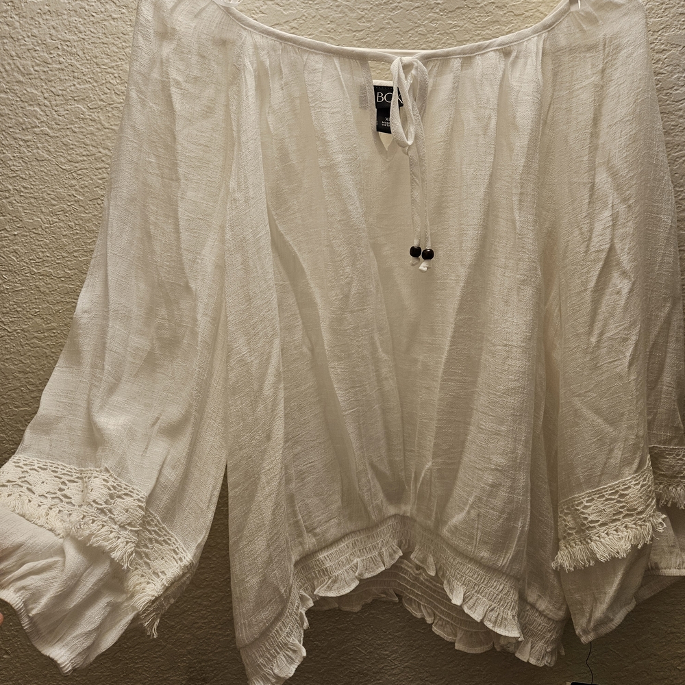 BCX Ivory Peasant Top
